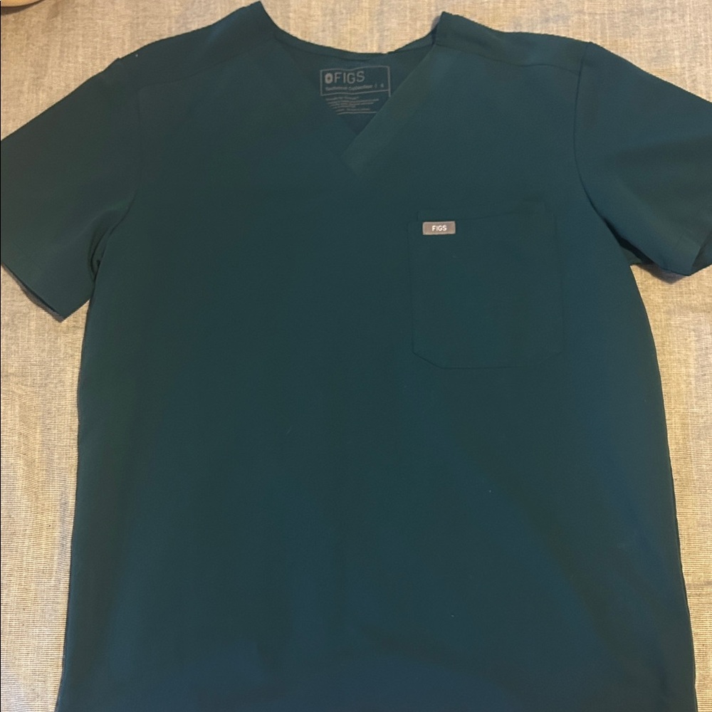Figs teal blue scrub top